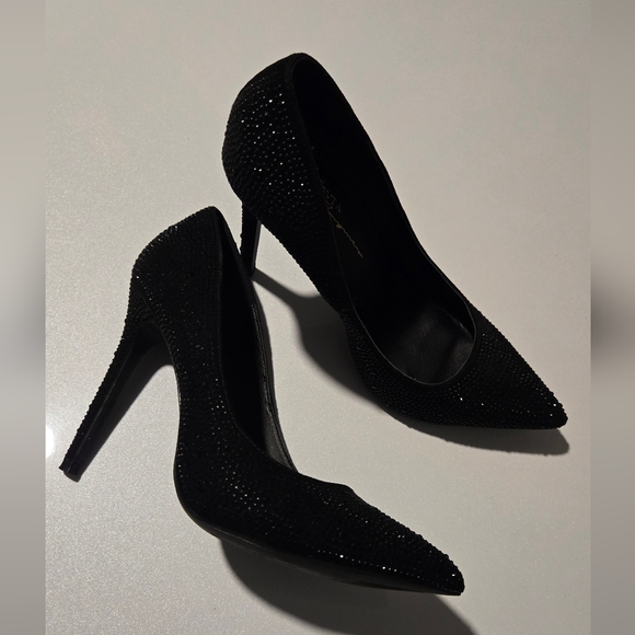 Black Rhinestone Heels Size 7 - Picture 2 of 5
